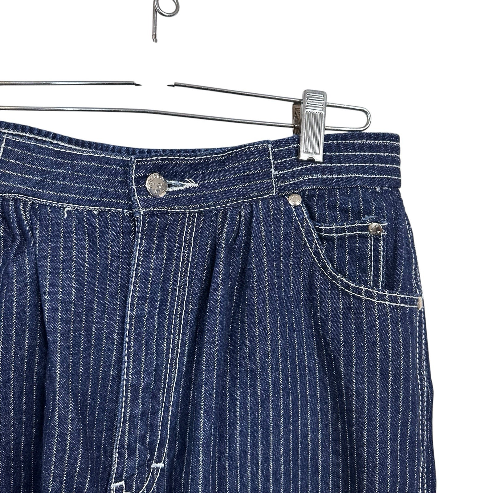 Gitano Womens Sz 14 Vintage 80s Blue White Vertical Stripes High Waist Y2K Jeans