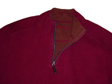 Tommy Bahama 1/4 Zip Sweater Burgundy Logo Cotton Men's L Sharp 