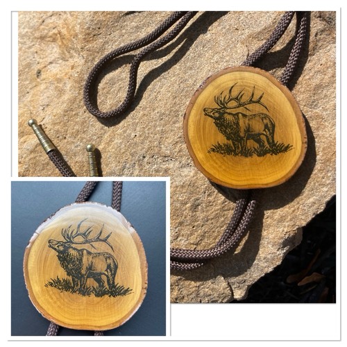 Vintage Wood Elk Bolo Bugling Elk In Polished