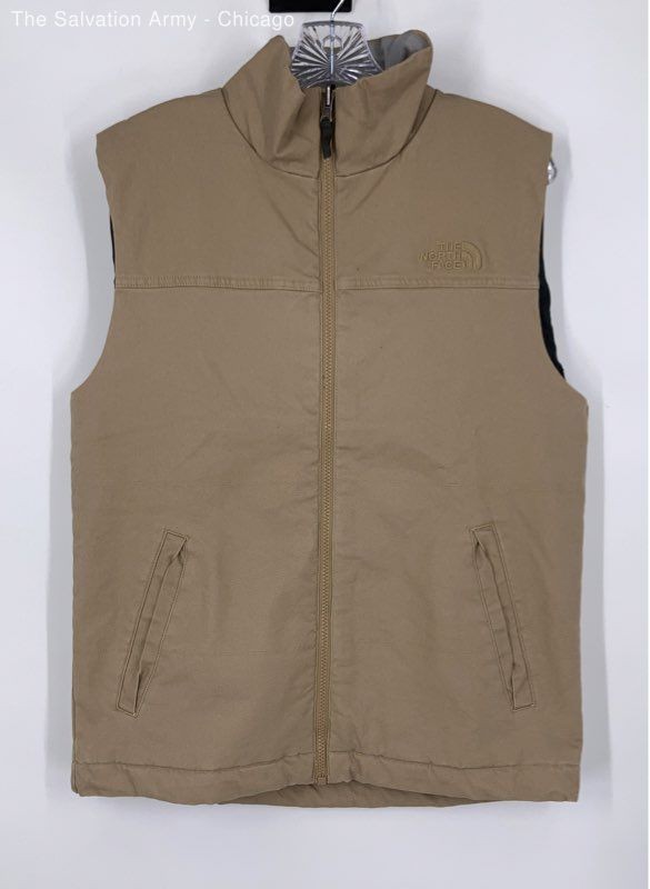 The North Face Mens Khaki Sleeveless Casual Full-Zip Vest Size XS