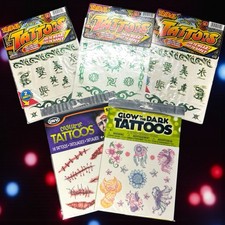 Temporary Halloween Props Tattoos Sealed Native Glow in the Dark Scars Lot of 5