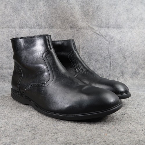 Hush Puppies Shoes Mens 10 Ankle Boots Shepsky Black Leather Zip Dress Classic
