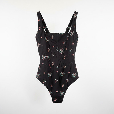 TA3 Black Floral Lace-Up Back One Piece Swimsuit XL Regular NWT TA3155RL
