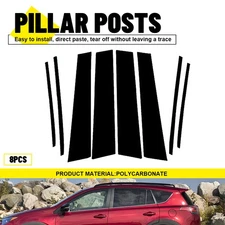 8X For 2013-2018 Toyota RAV4 Door Window Pillar Post Cover Trim Glossy Black EOU