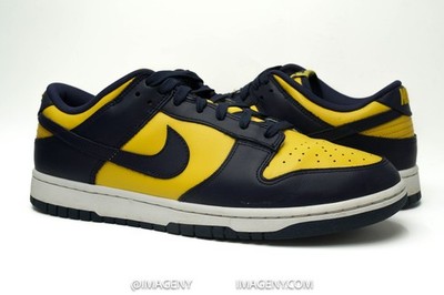NIKE DUNK LOW USED SIZE 11 MICHIGAN VARSITY MAIZE MIDNIGHT NAVY DD1391 700