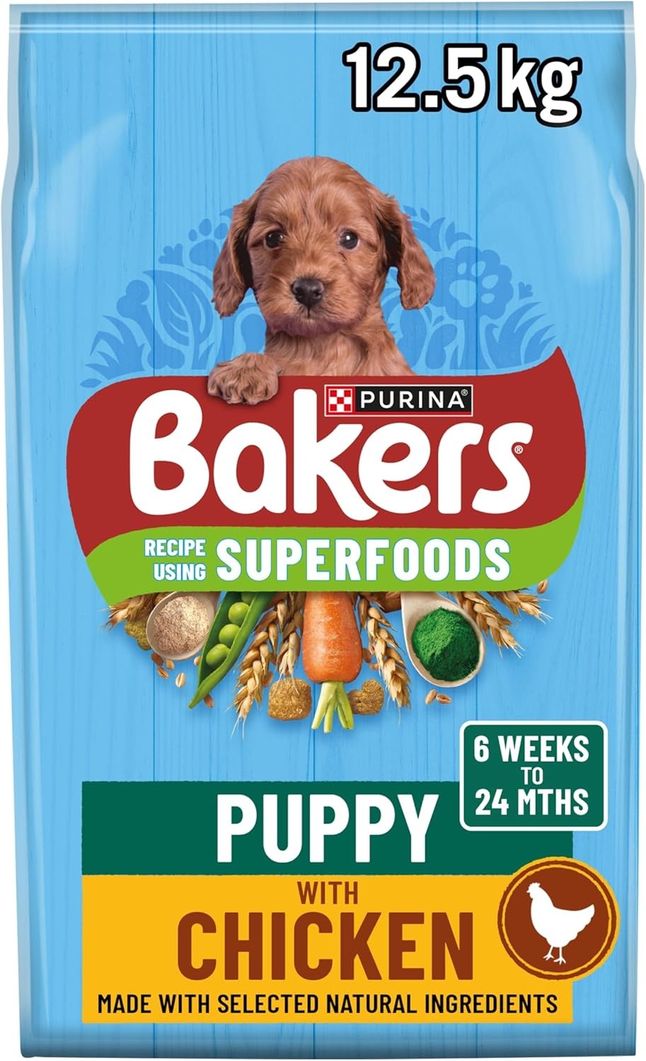BAKERS Superfoods Puppy Dry Dog Food Chicken with Vegetables 12.5kg