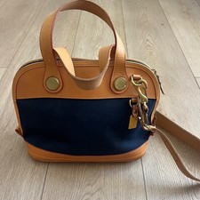 Dooney & Bourke Vintage Navy Canvas Leather Dome Satchel Made in USA