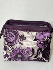 Thirty One Glamour Case Purple Floral Toiletry Cosmetic Bag Travel Organizer