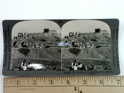 The Acropolis from Philopappos Hill Athens Greece Keystone Stereoview Card 11161