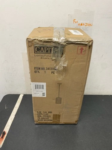 Capital Lighting 341311AD Pendant Light, 1-Light, Aged Brass, Glass Cylinder Fix