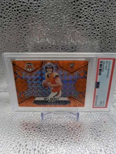 2024 Panini Mosaic NFL Debut Bo Nix #271 Orange Mosaic Prizm /199 (RC) PSA 9