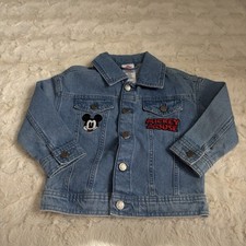 Disney Junior Kids Size 3T Blue Mickey Mouse Embroidered Denim Jacket