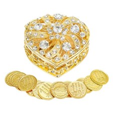 Wedding Arras Coins Set - Gold Heart Shaped Box with 13 Virgen of