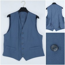 Mens Waistcoat Large Size US 42 Blue Formal Dress Vest