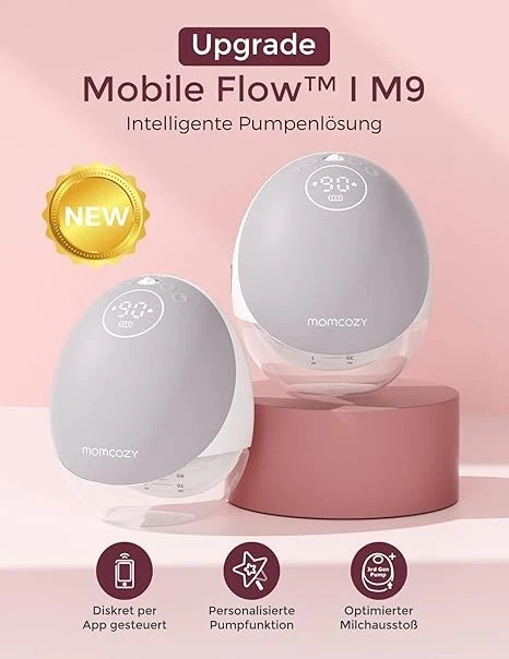 Tiralatte a mani libere Momcozy Mobile Flow | aggiornamento M9 rosso 1 pezzo / nuovo e confezione originale - Immagine 2 di 4