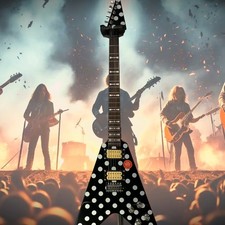 Gold Parts Electric Guitar Fly V Solid Mahogany Body Tremolo Bridge H-H Pickup