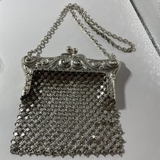 Jugendstil German Silver Abendtasche+Kette, 1890 Jh.,115.6g, L-30xB-10.3xT-1.3cm