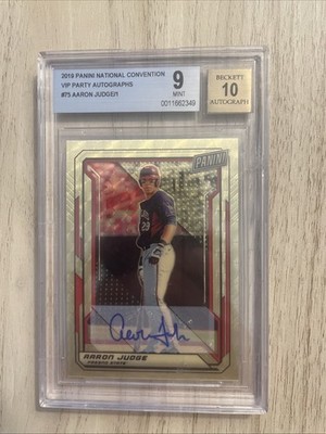 2019 Panini National Convention VIP Party Aaron Judge Gold Vinyl Auto 1/1 BGS 9