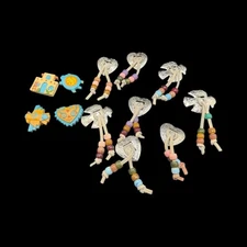 Vtg Southwestern Button Covers Lot Silver Tone Metal Concho Beaded Western Style