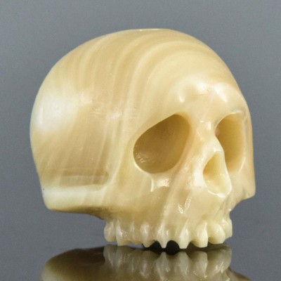 Human Skull Bead 12.70mm Carved Iridescent Turbo Shell Vertically drilled 2.56g