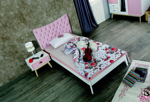 Kinderzimmer Luxus Bett Nachttisch Rosa Set MöBel Design 2Tlg. Konsole-image
