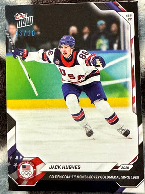 JACK HUGHES 2026 Olympics Topps Now Golden Goal Team USA Black /10 #18