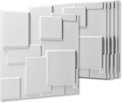 Stylish White PVC 3D Wall Panels - 32 Sq.Ft for Home & Business Decor