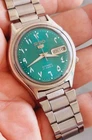 Seiko 5 Watch Automatic Vintage Arabic Green dial day date 7009 @ Japan