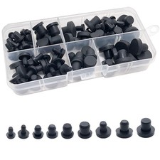 100 Pcs Silicone Rubber Hole Plugs Set 9 Sizes TType Black Silicone Plugs Ca...