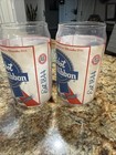 VINTAGE PABST BLUE RIBBON BEER GLASSES CONTOURED RIM - SET OF 2 — photo 4