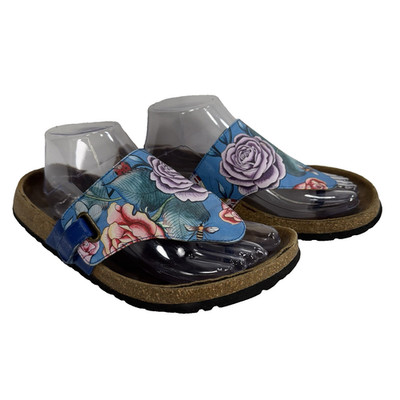 Anuschka Kiran Roses Damour Printed Leather Sandals Size 10