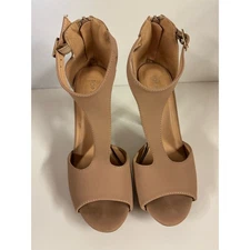 Top Moda Women’s Tan Chunky Heels Sz 7.5 Heel Zip Strap Cottage Core 