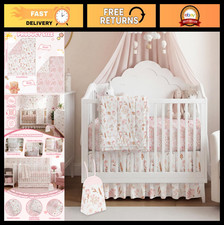 4-Piece Soft Baby Crib Bedding Set for Girls  Boys - Comforter, Sheet, Skirt, D