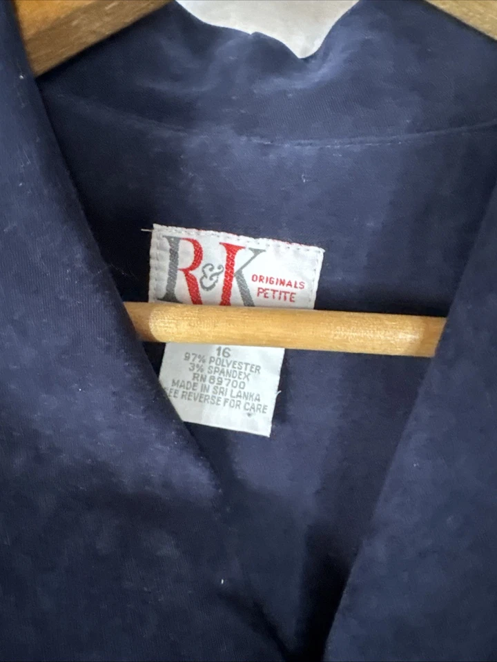 Conjunto Chaqueta Falda Vintage Años 80 R&K Originales Terciopelo Azul Marino Talla 16 Foto 3 de 4