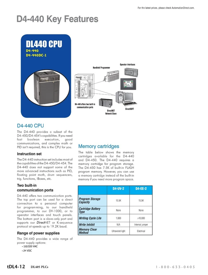 Automation Direct Logic D4-EE-2 EEPROM 32KW Memory Cartridge DL405/D4 440/D4 450 - Image 2 of 4