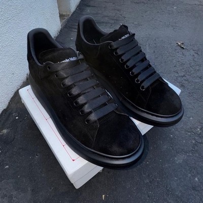 Alexander McQueen Black Suede Oversized Men's Lace Up Casual Sneakers