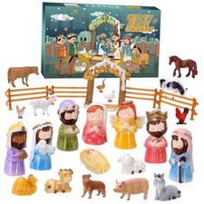 Nativity Advent Calendar for Kids 2025, 24 Days Christmas Countdown Green