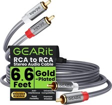 GEARit RCA Cables 6.6ft, RCA Cables Car Audio with Dual Shielding  Gold-Plat...