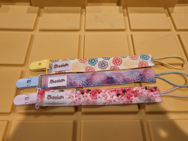 Akeekah Colorful Print Pacifier Clips, 3 Pack Binky Paci Holder and Leash