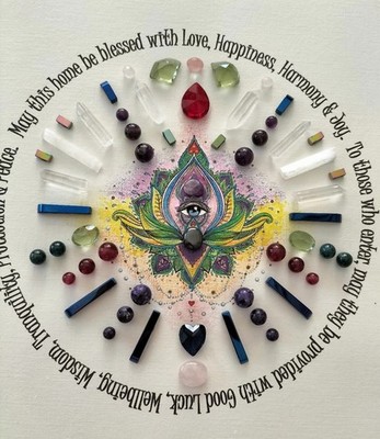 Home Blessing Protection Mandala Crystal Grid Wall Art Spiritual Decor Wall Gift