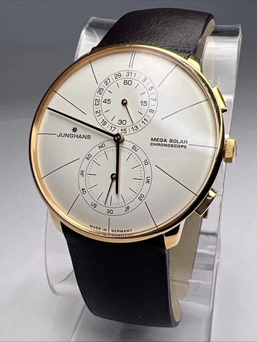 Junghans NEW Meister Fein Chronoscope MEGA Solar Rose Gold 59/7201.00 w/ B & P