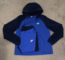 Nike Tech Fleece Tracksuit MEDIUM Royal Blue Black Yellow 805162-017 928483-017
