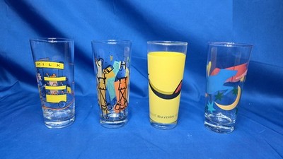 Set Of 4 Ritzenhoff Milk Glasses Artist Design Art 6'' Drinking Glass Juice