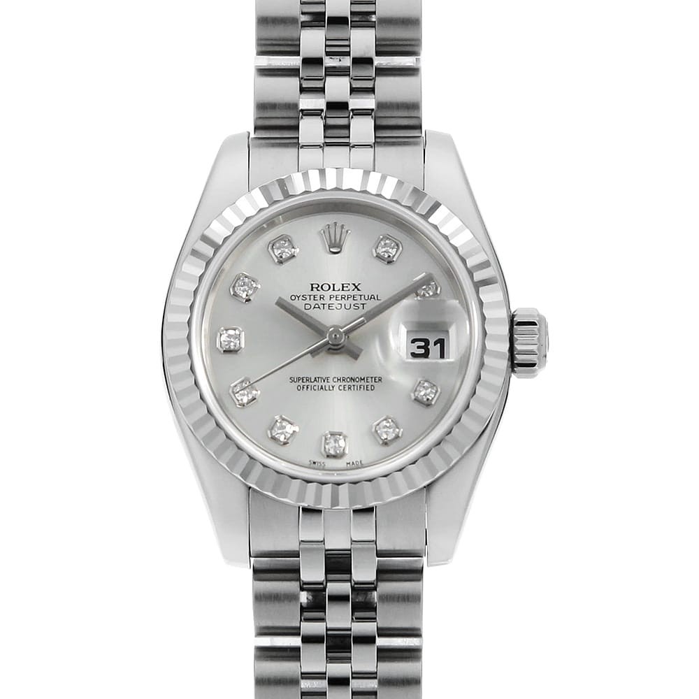 10P Number Diamond 179174G Silver Datejust Women hand D ROLEX second - vintagewatches.pk