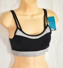 women's Sportuli black and gray strappy sports bra size small sweat-wicking new