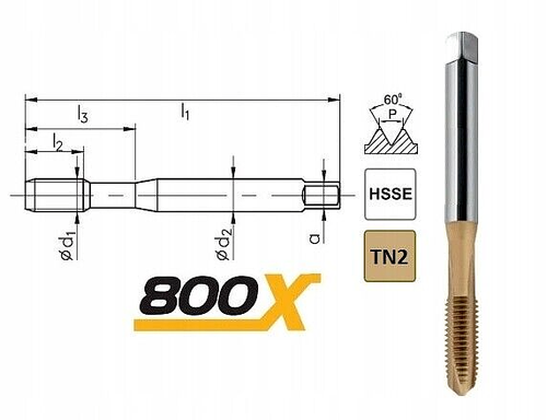 Taraud machine M5x0,8 entrée GUN pour trous débouchant TITAN DIN-371 HSSE FANAR® - Picture 2 of 5