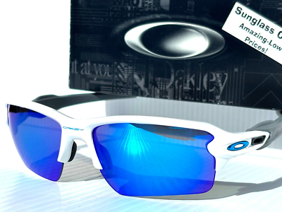 NEW Oakley FLAK 2.0 XXL Shiny White PRIZM Sapphire Blue Lens