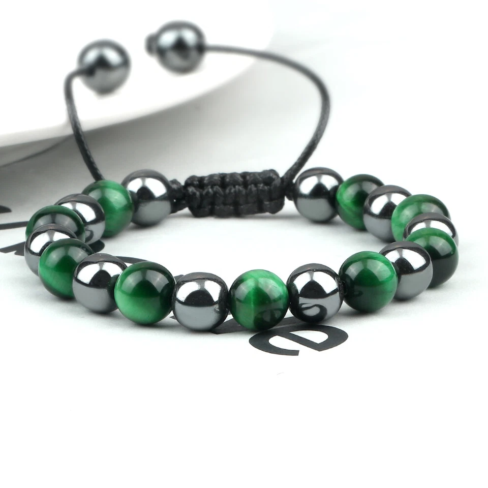 Тигровый глаз гематит камень бисером регулируемый браслет для мужчин женщин йога исцеление - Изображение 3 из 4