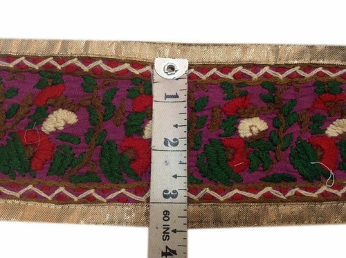 ANTIQUE SAREE BORDER VINTAGE WOOL EMBROIDERED DESIGN TRIM LACE -136 - Picture 8 of 10