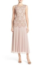 Pisarro Nights Beaded Mesh Gown Sz 6 Lavender